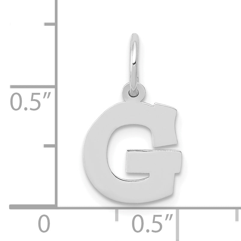 10K White Gold Small Block Initial G Charm