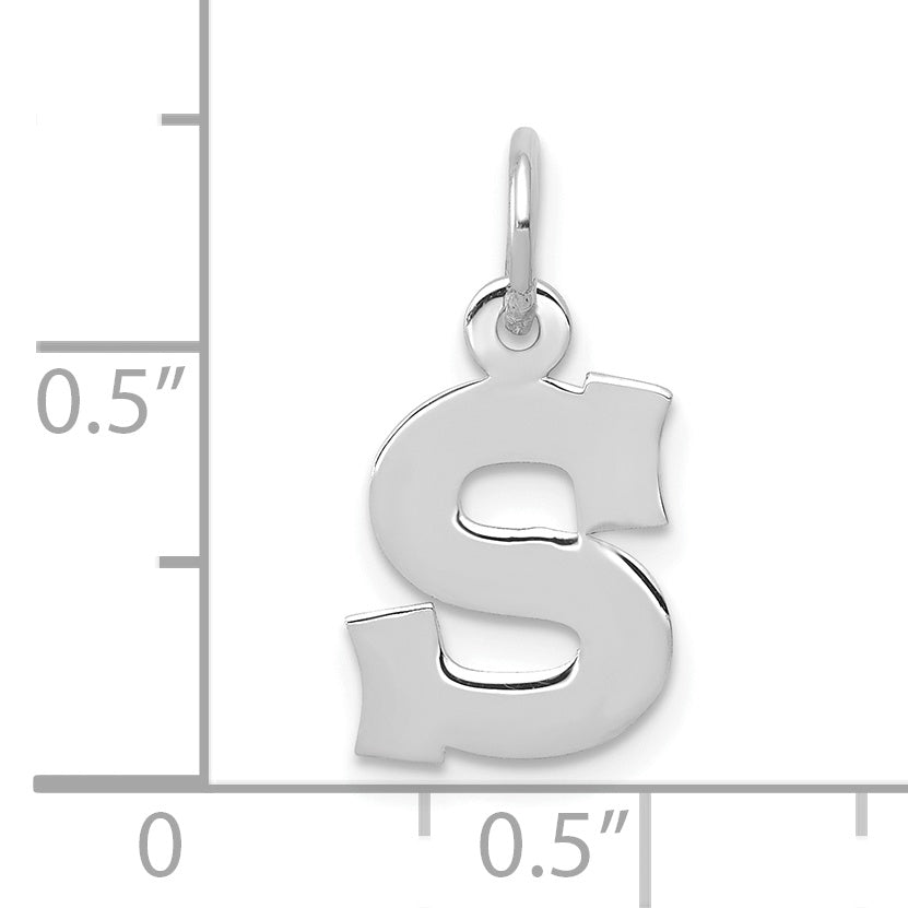 10K White Gold Small Block Initial S Charm