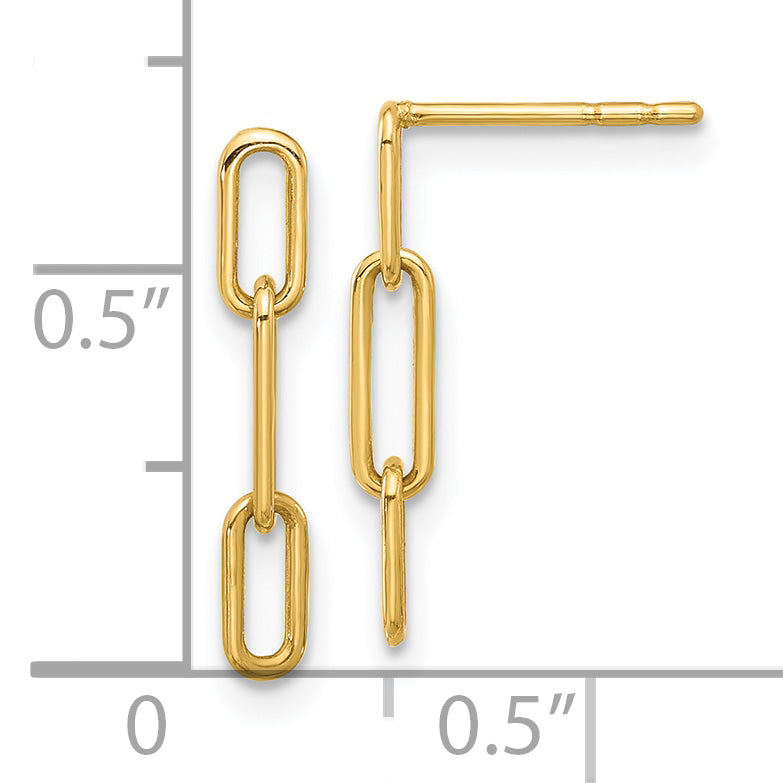 10K Yellow Gold 10K Polished Open Link Post Dangle Earrings
