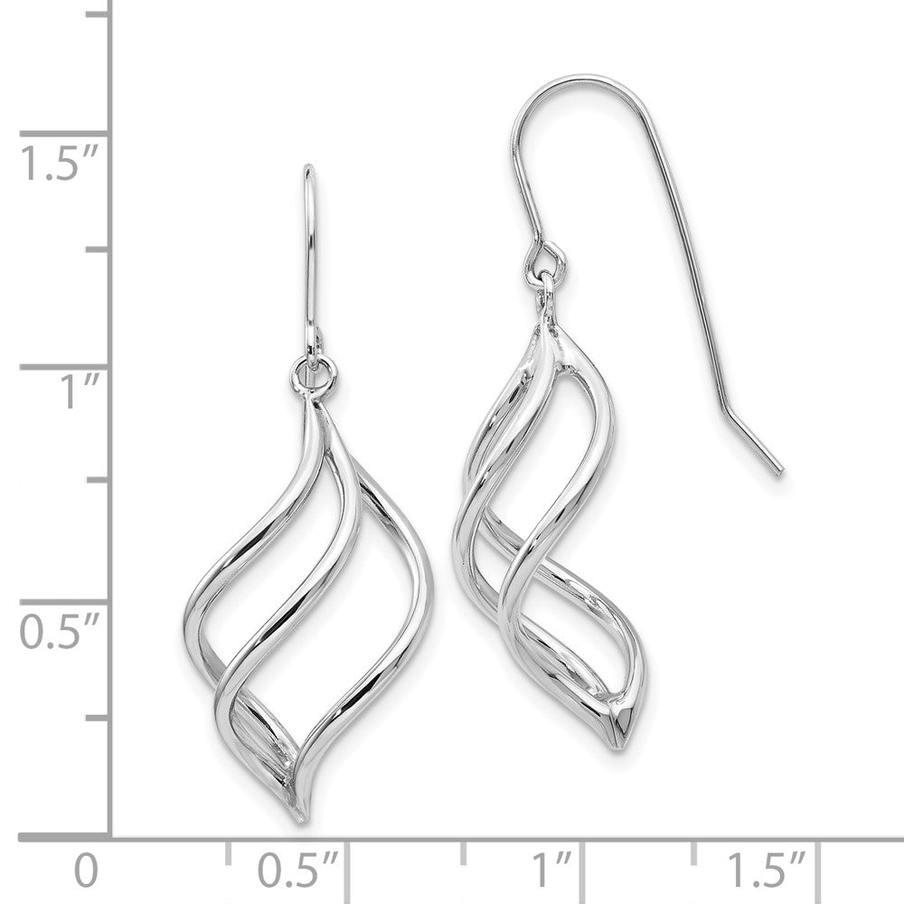 10K White Gold Swirl Dangle Earrings