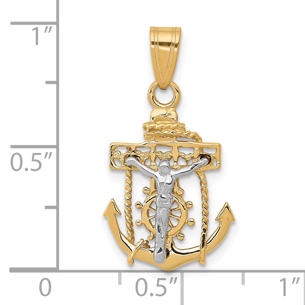 10K Two-Tone Mariners Cross Pendant