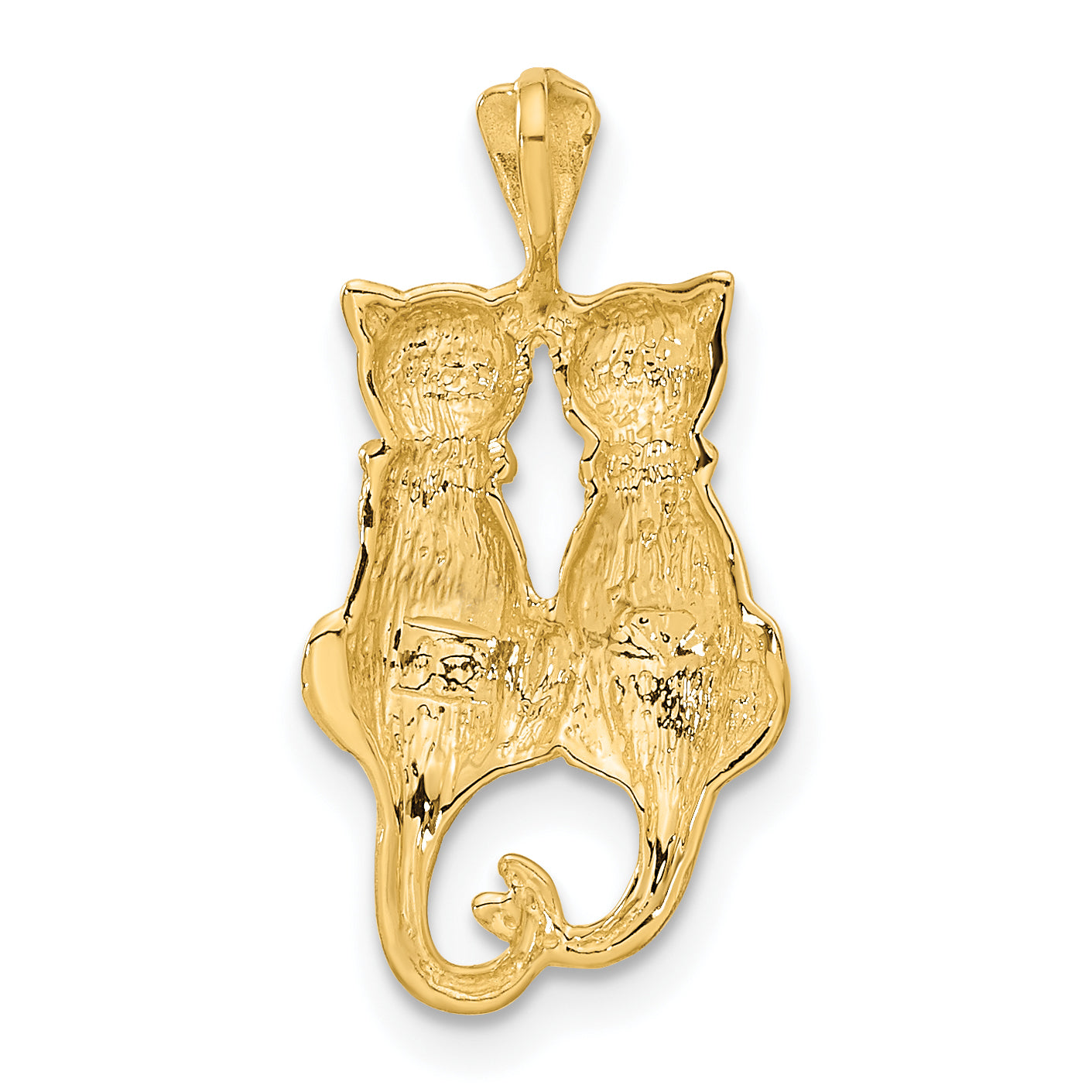 10K Yellow Gold Satin & Polished Cats Pendant