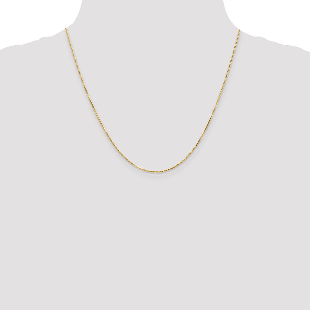 2 Inch 14K Yellow Gold 1.0mm D/C Wheat Chain Necklace
