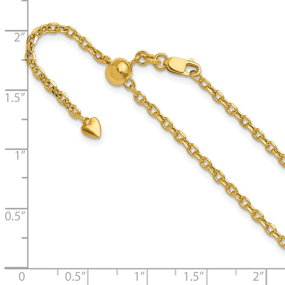 30 Inch 14K Adjustable 2.5mm Semi-Solid D/C Cable Chain Necklace