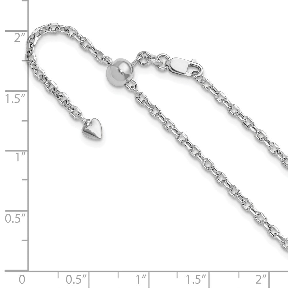 30 Inch 14K White Gold Adjustable 2.5mm Semi-Solid D/C Cable Chain Necklace