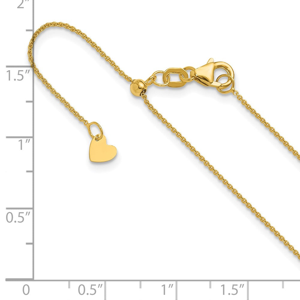 22 Inch 14K Adjustable .7mm Round Cable Chain Necklace