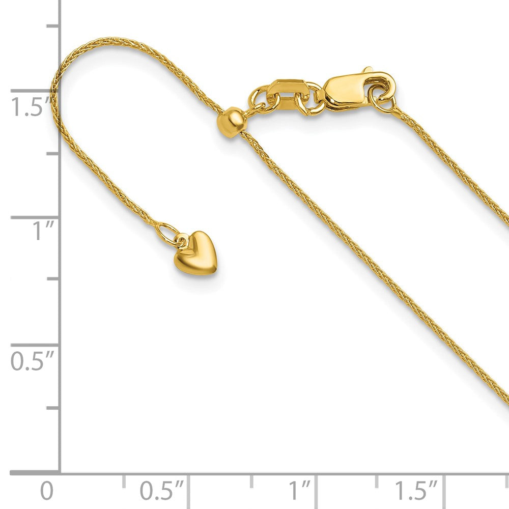 3 Inch 14K Yellow Gold Adjustable .85mm Wheat Chain Necklace