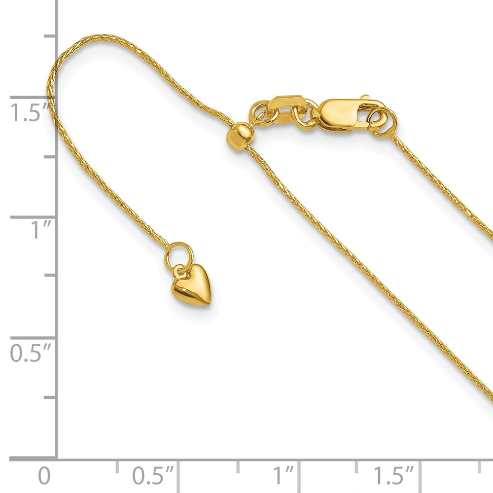 26 Inch 14K Yellow Gold Adjustable .8mm D/C Wheat Chain Necklace