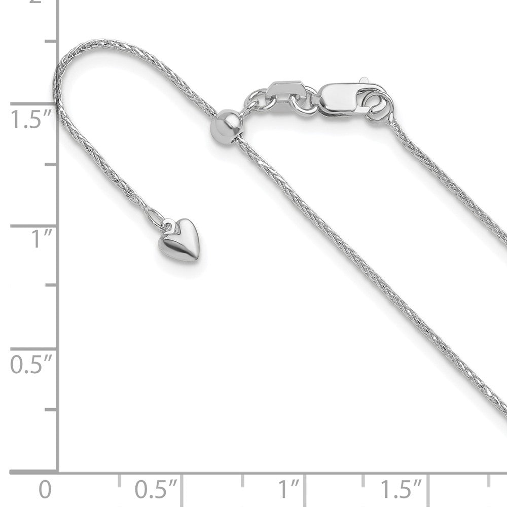 3 Inch 14K White Gold Adjustable .95mm D/C Wheat Chain Necklace