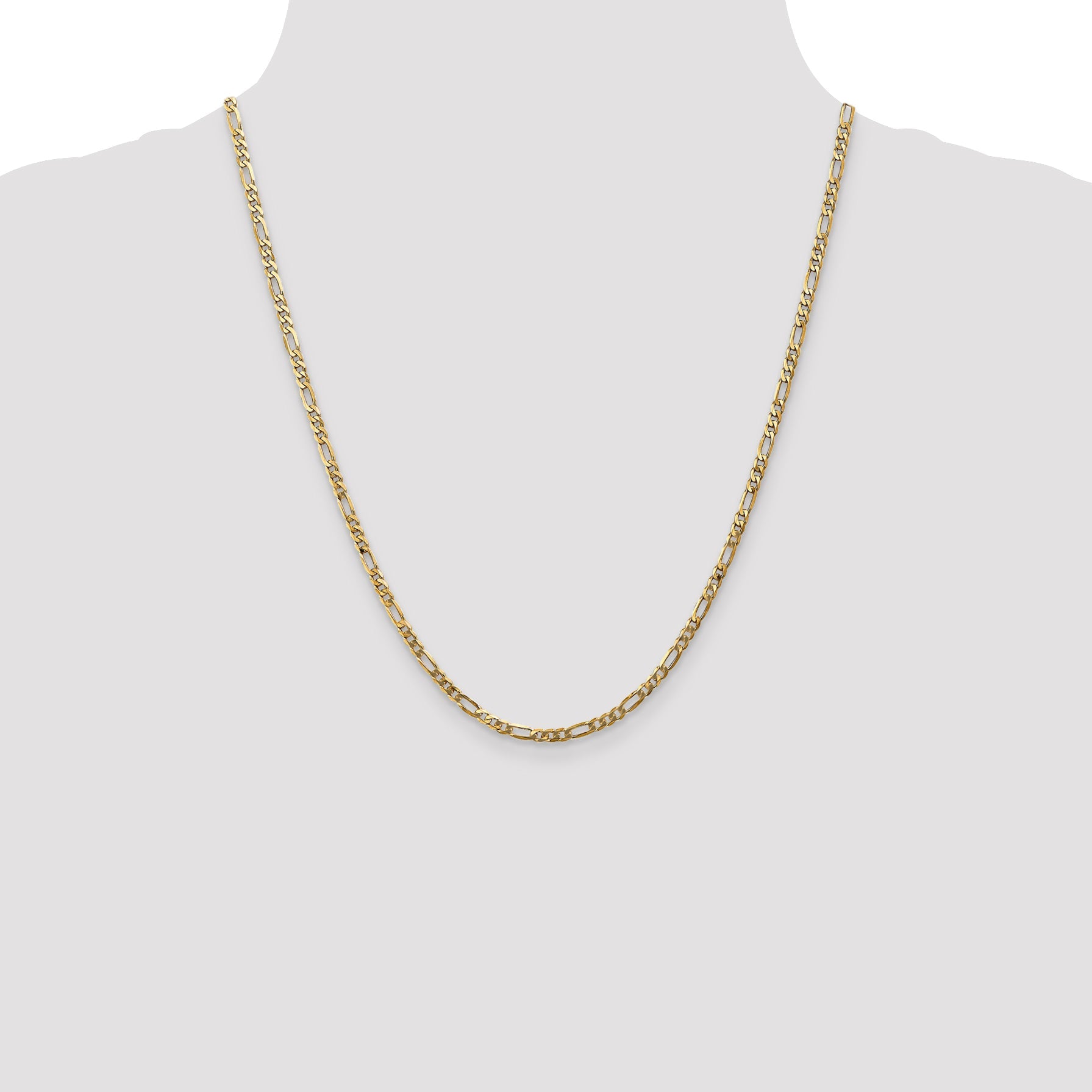 22 Inch 14K 3mm Flat Figaro Chain Necklace