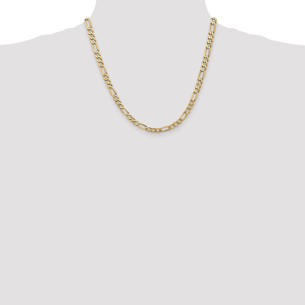 2 Inch 14K Yellow Gold 5.50mm Flat Figaro Chain Necklace