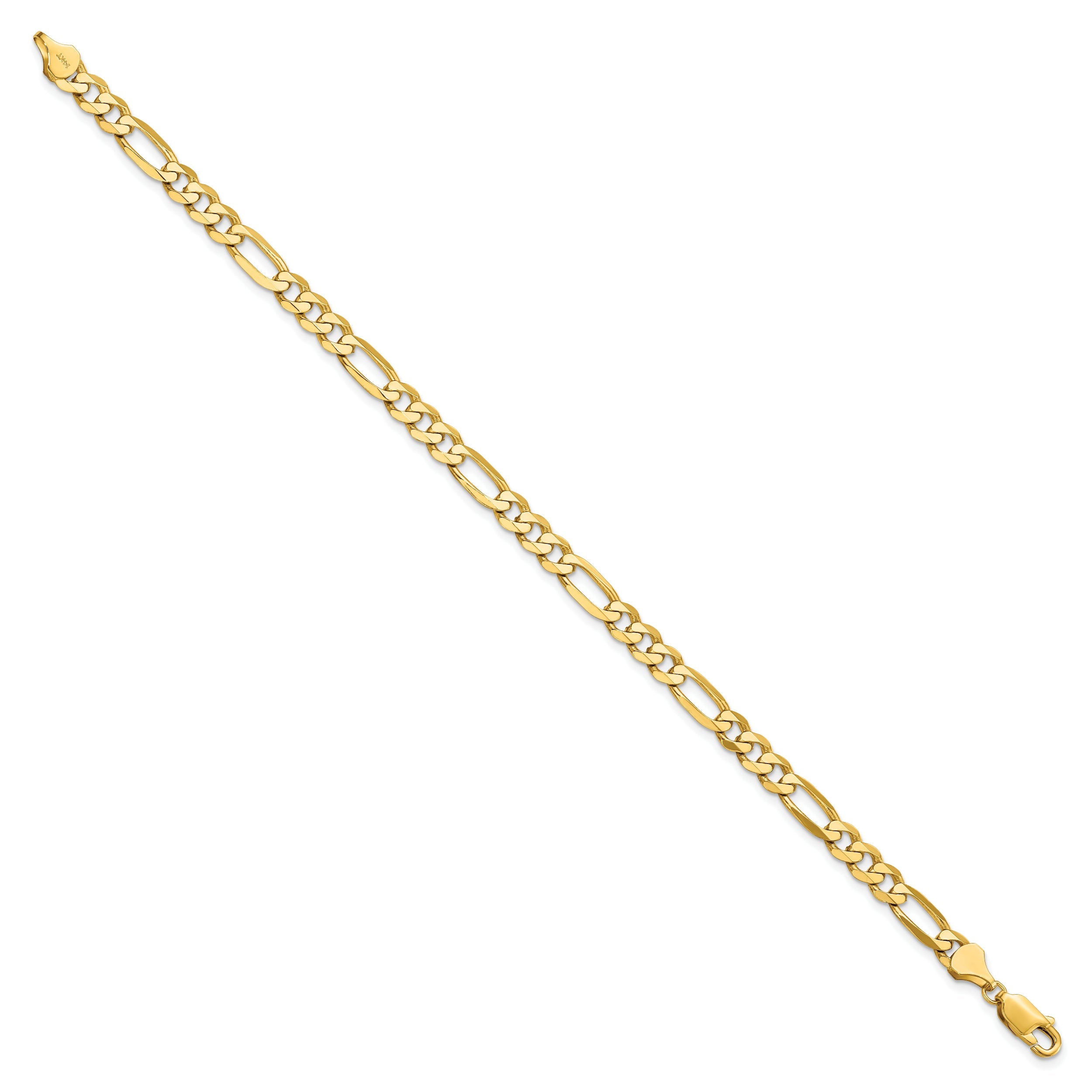 8 Inch 14K 5.25mm Flat Figaro Chain Bracelet