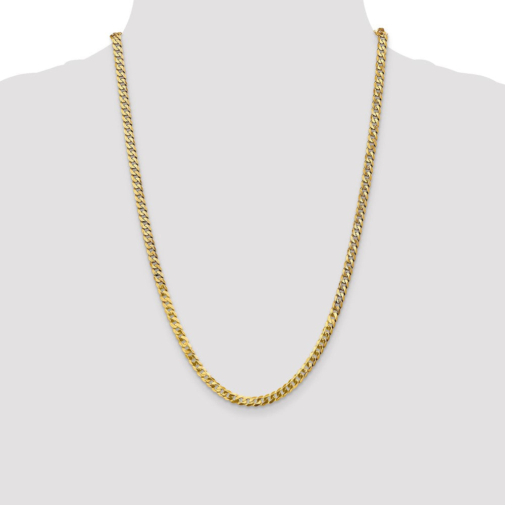 24 Inch 14K Yellow Gold 4.5mm Flat Beveled Curb Chain Necklace