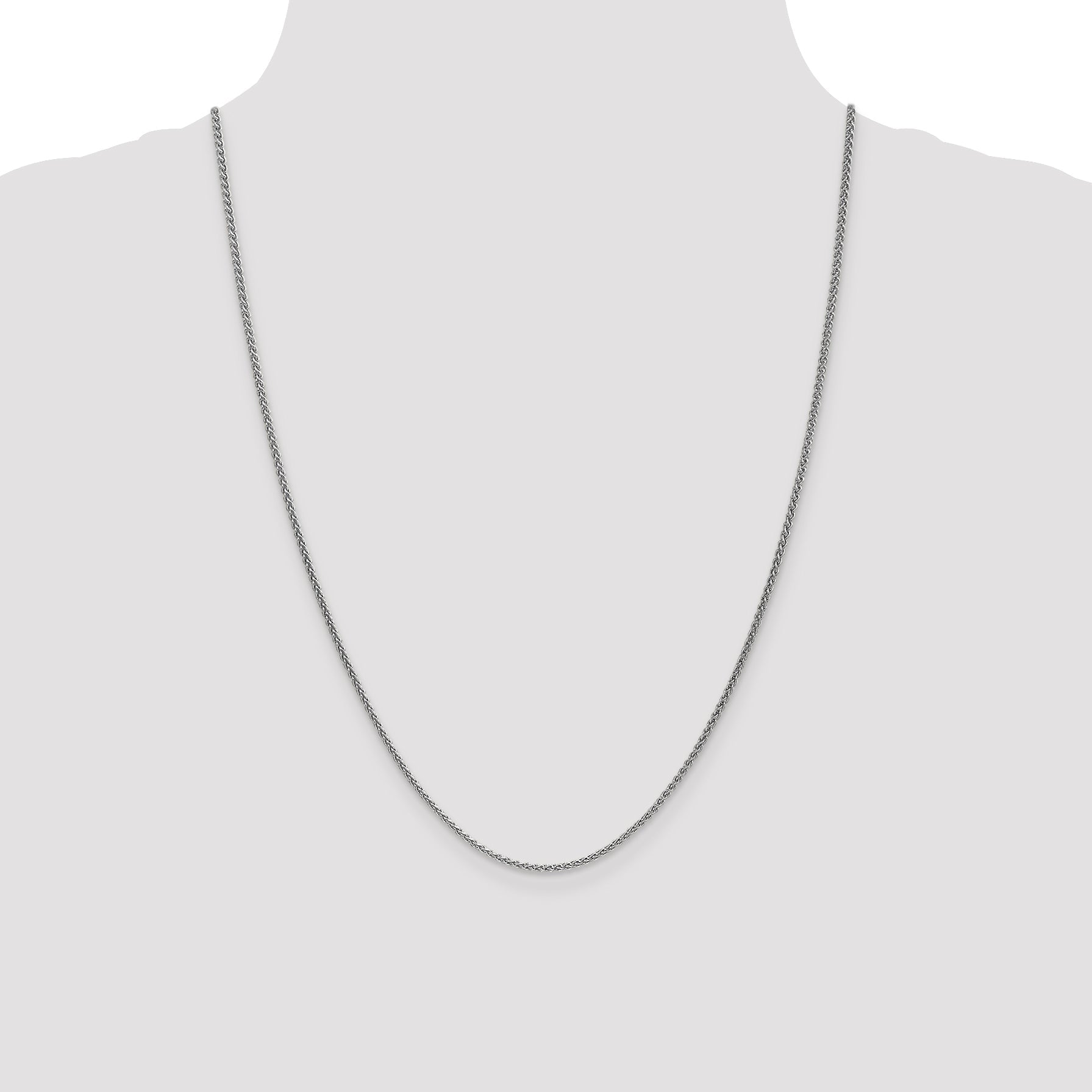24 Inch 14K White Gold 1.65mm Spiga Chain Necklace