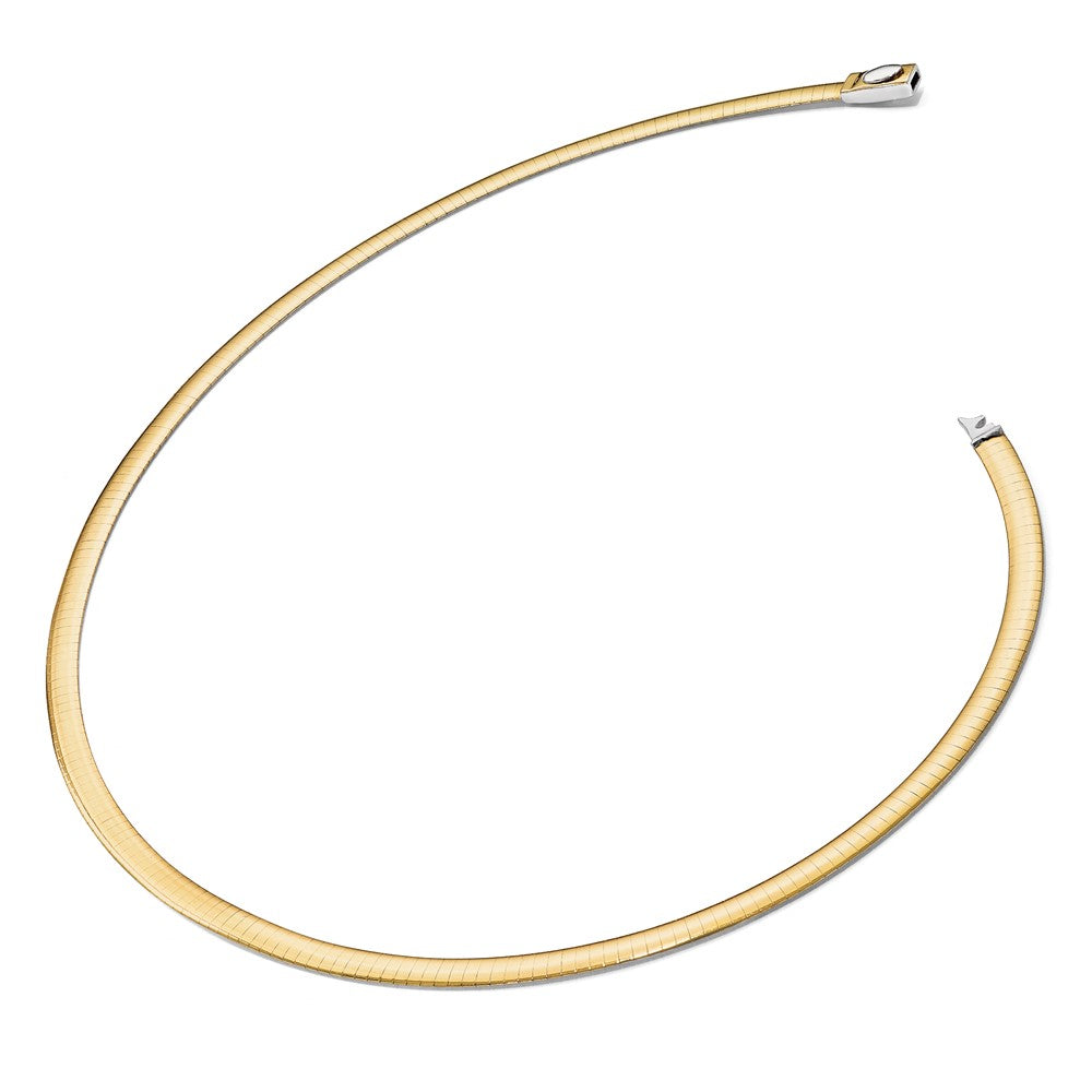 14K Two Tone 4mm Reversible Omega Necklace