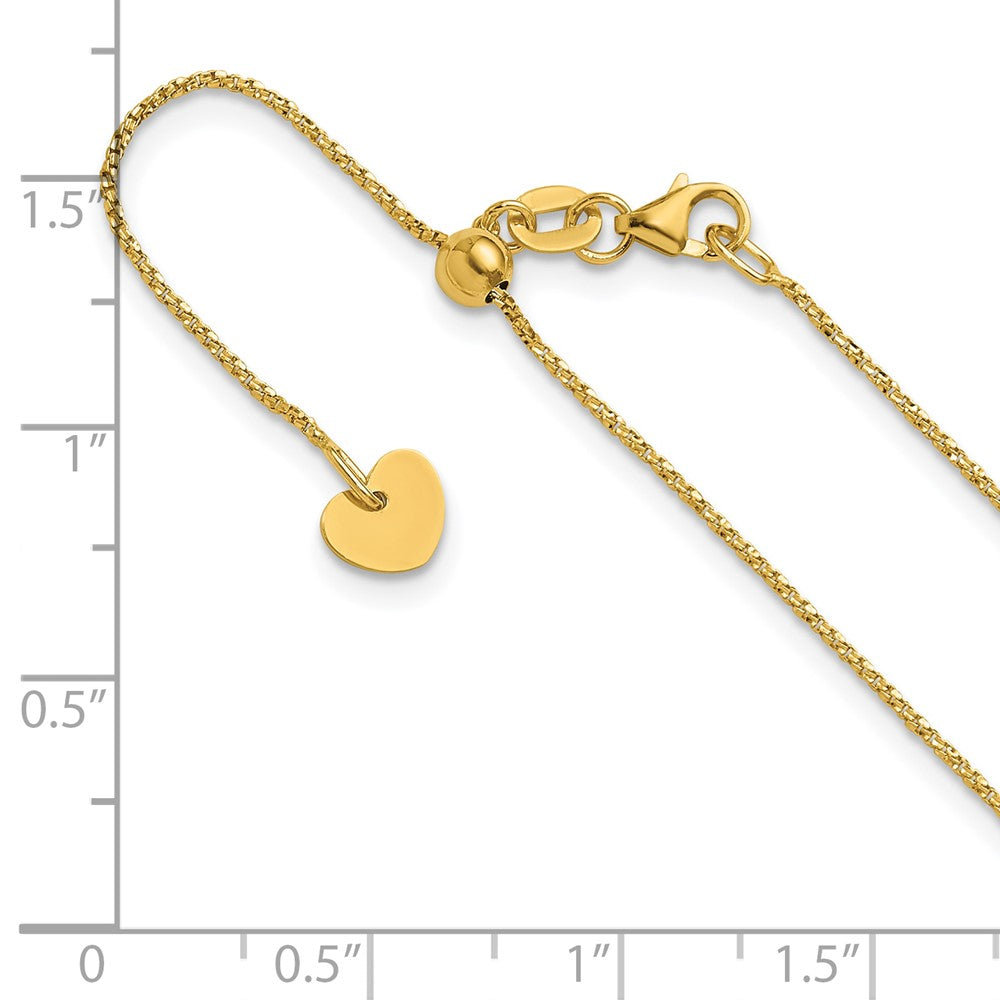 22 Inch 14K Adjustable .9mm D/C Twisted Box Chain Necklace