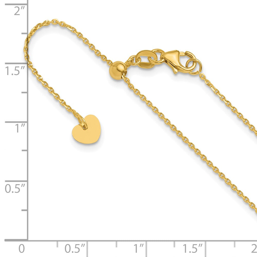 22 Inch 14K Adjustable 1.15mm D/C Oval Link Chain Necklace