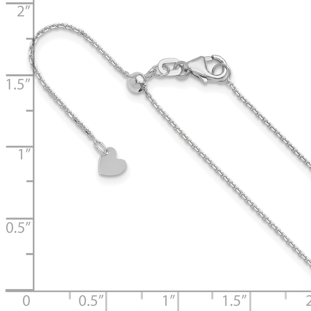 22 Inch 14K White Gold Adjustable 1.1mm D/C Cable Chain Necklace
