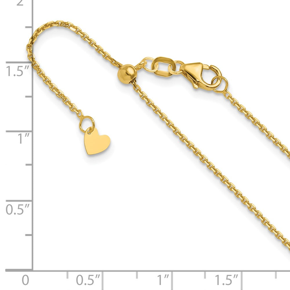 22 Inch 14K Adjustable 1.25mm D/C Cable Chain Necklace