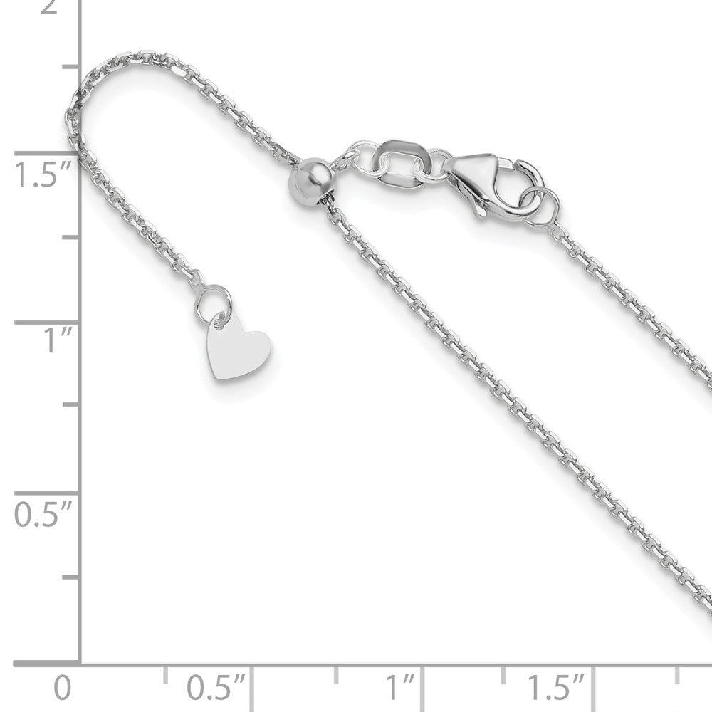 22 Inch 14K White Gold Adjustable 1.25mm D/C Cable Chain Necklace
