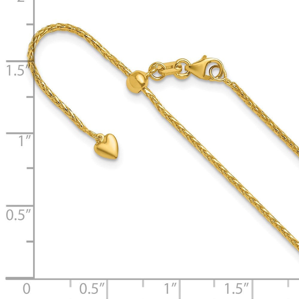 22 Inch 14K Adjustable 1.3mm D/C Wheat Chain Necklace
