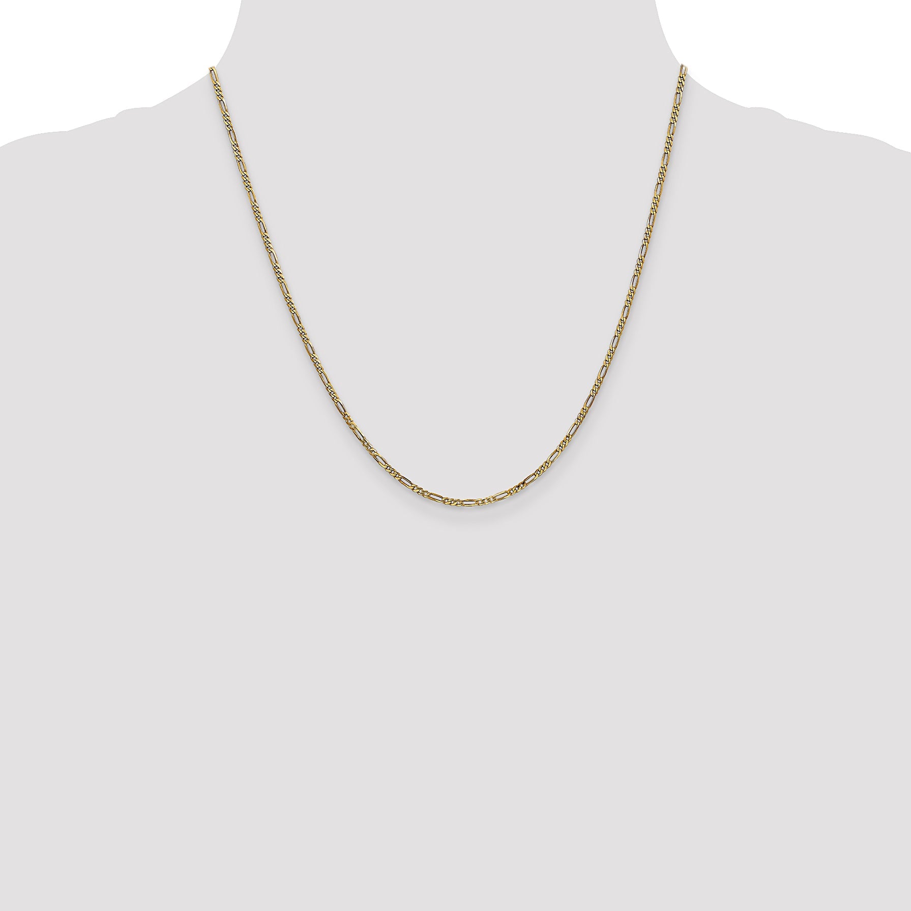 20 Inch 14K 1.8mm Flat Figaro Chain Necklace