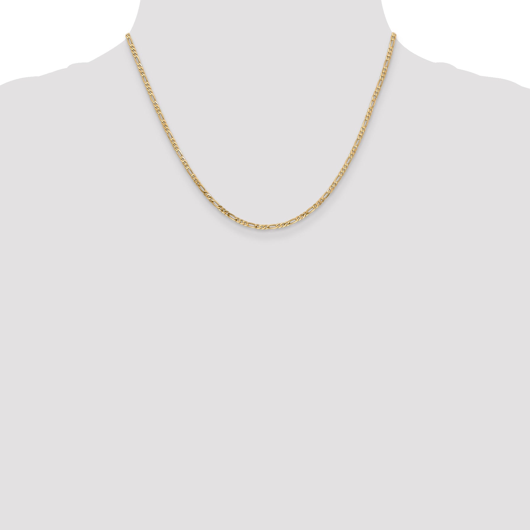 18 Inch 14K 2.25mm Flat Figaro Chain Necklace