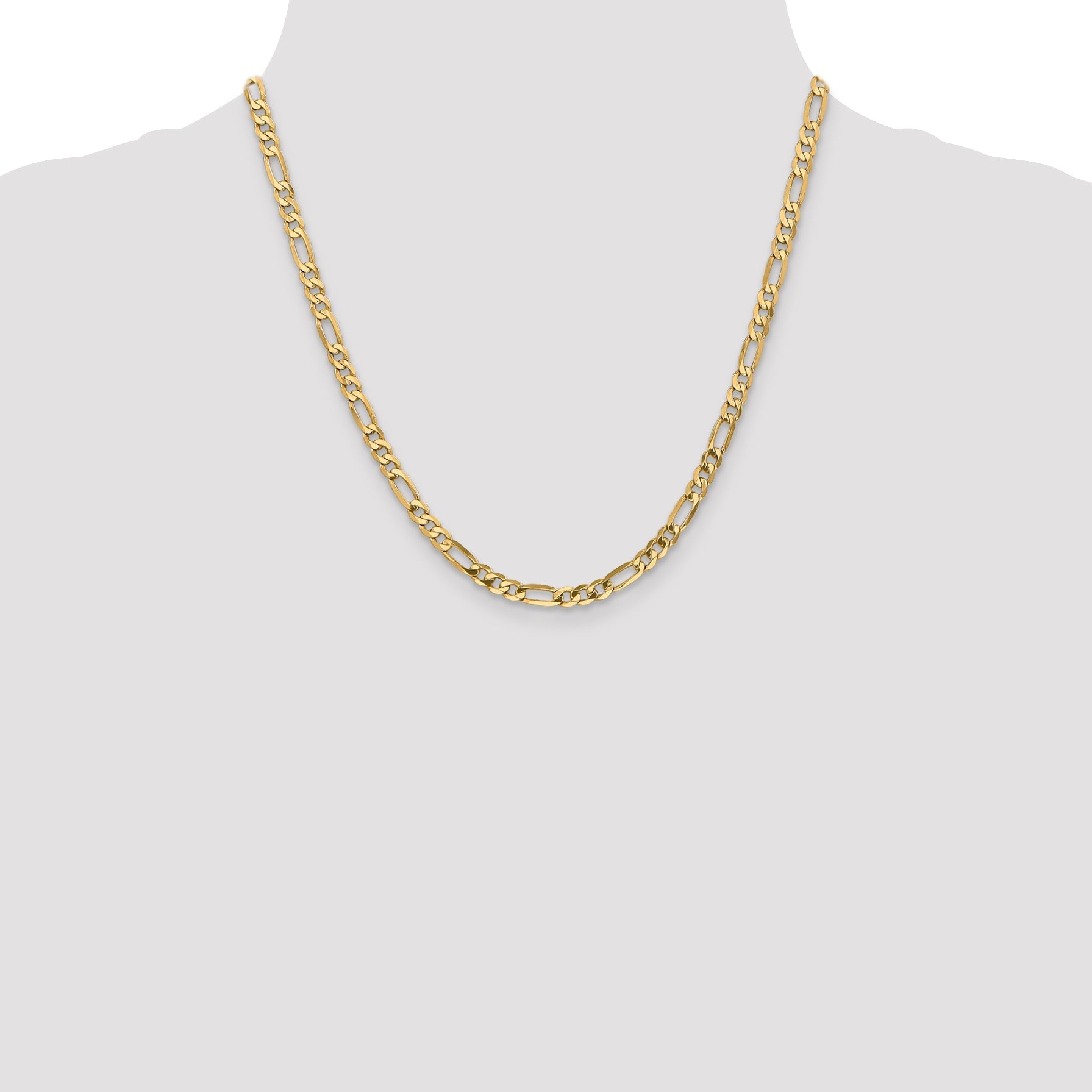 20 Inch 14K 5mm Flat Figaro Chain Necklace