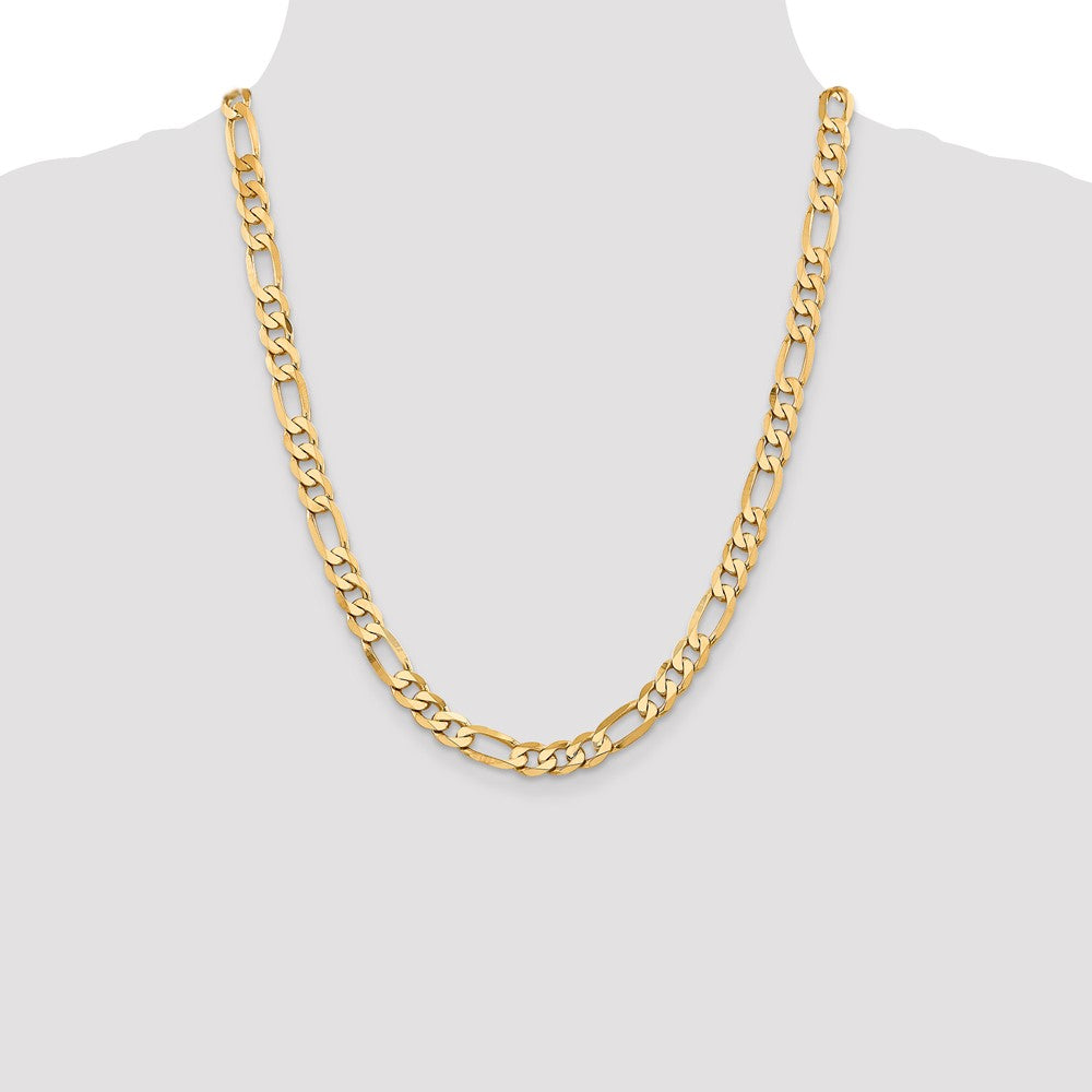 20 Inch 14K 7.5mm Flat Figaro Chain Necklace