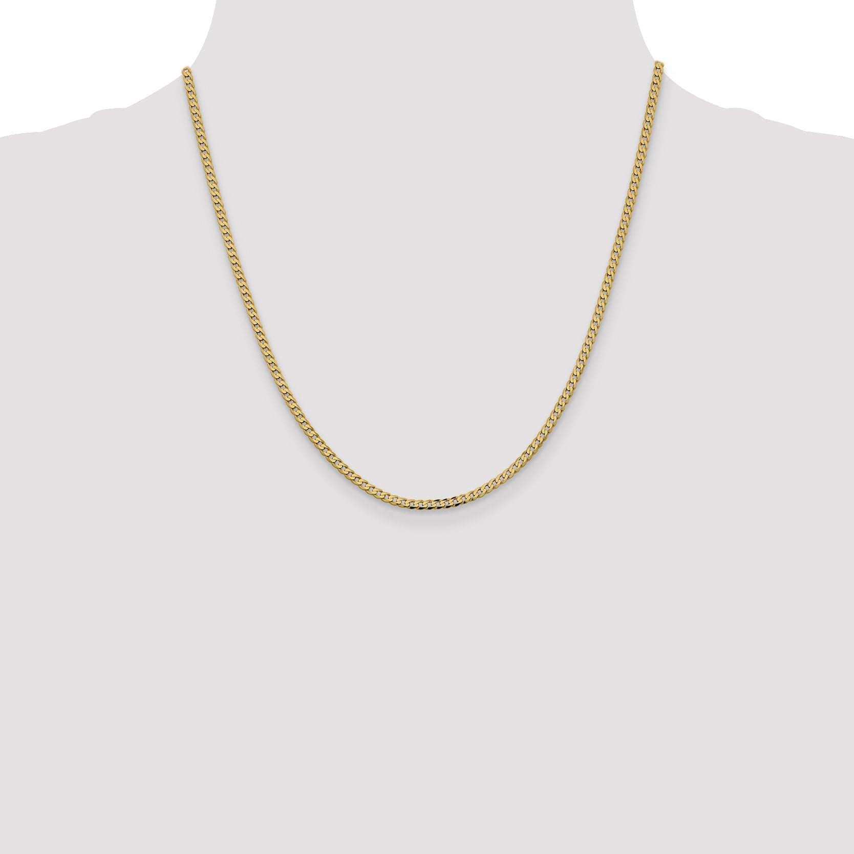 20 Inch 14K 2.3mm Flat Beveled Curb Chain Necklace