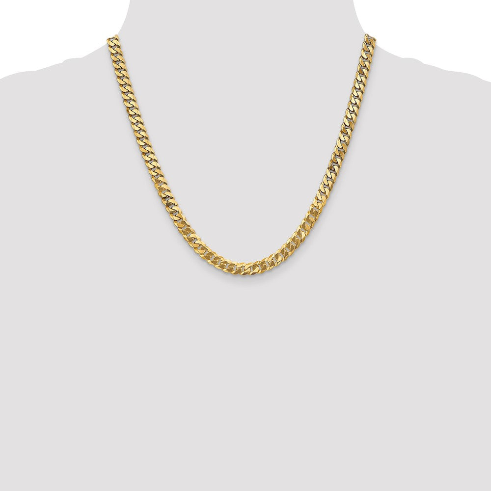 20 Inch 14K 6.1mm Flat Beveled Curb Chain Necklace