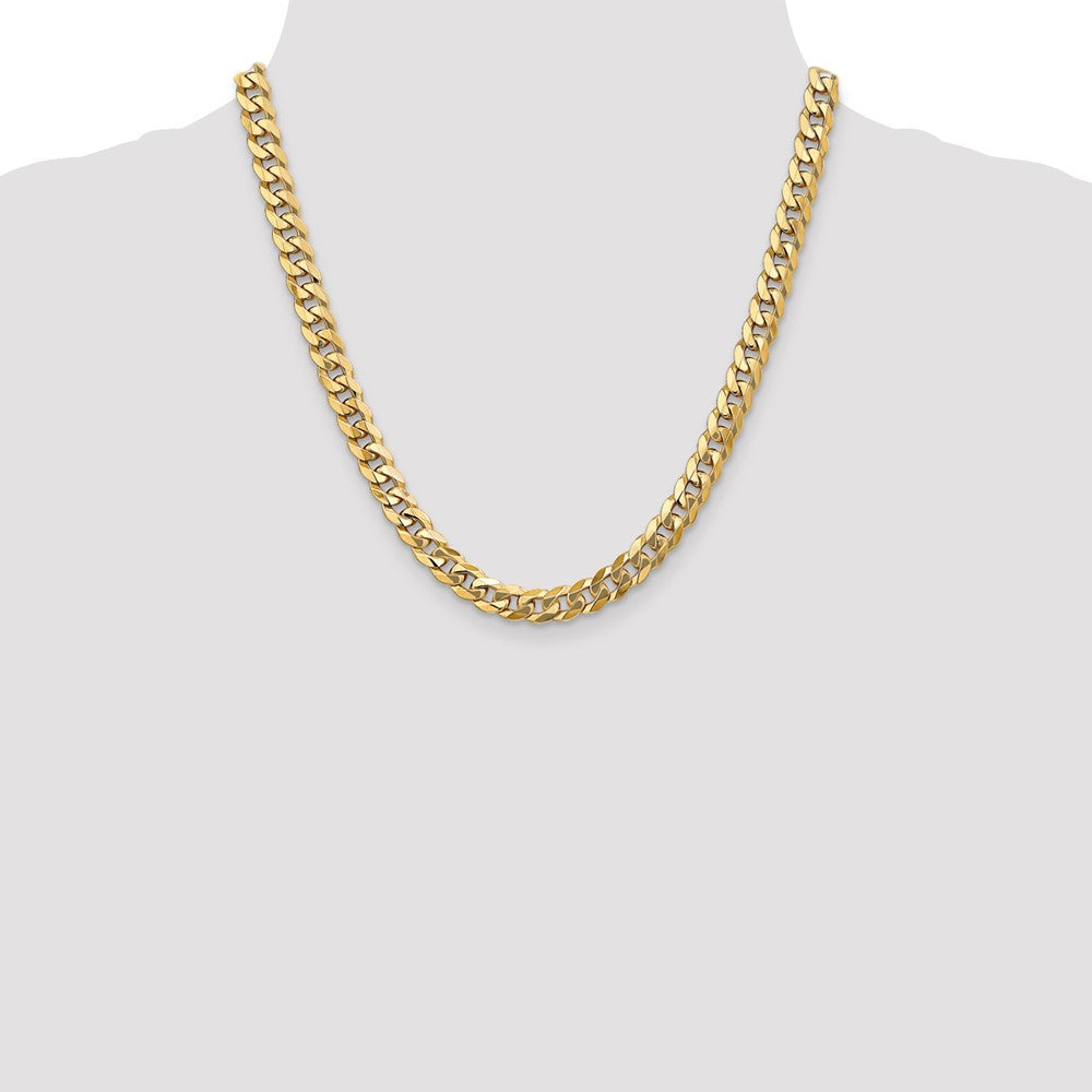 20 Inch 14K 8mm Flat Beveled Curb Chain Necklace
