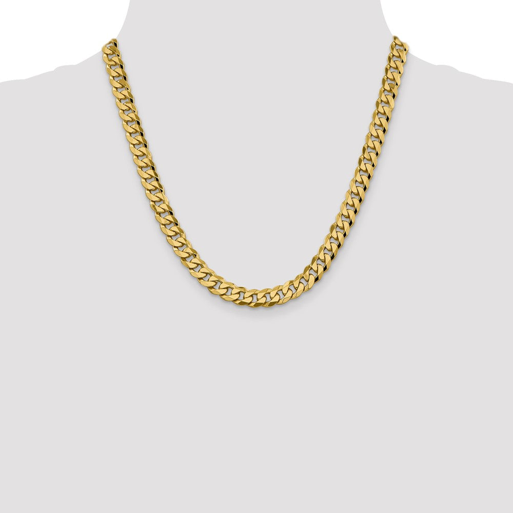 20 Inch 14K 8.75mm Flat Beveled Curb Chain Necklace