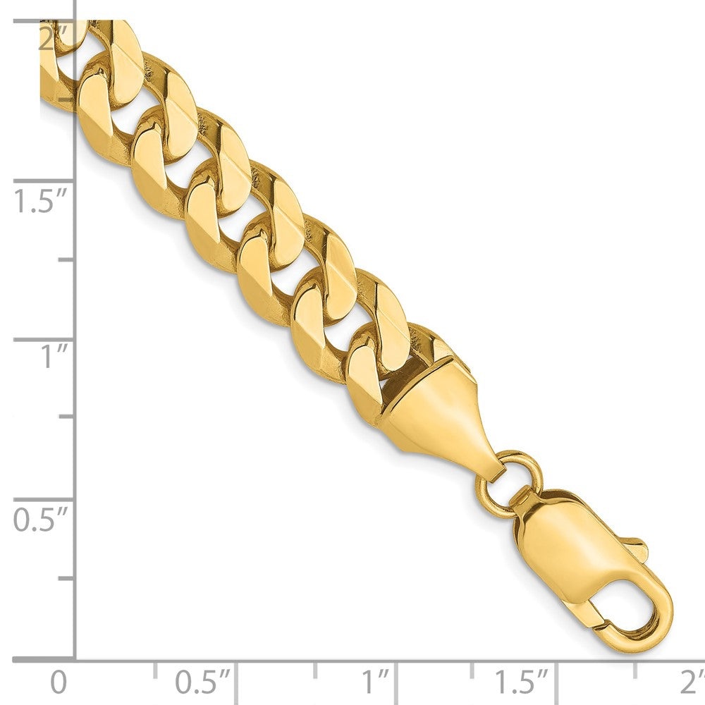 8 Inch 14K 8.75mm Flat Beveled Curb Chain Bracelet