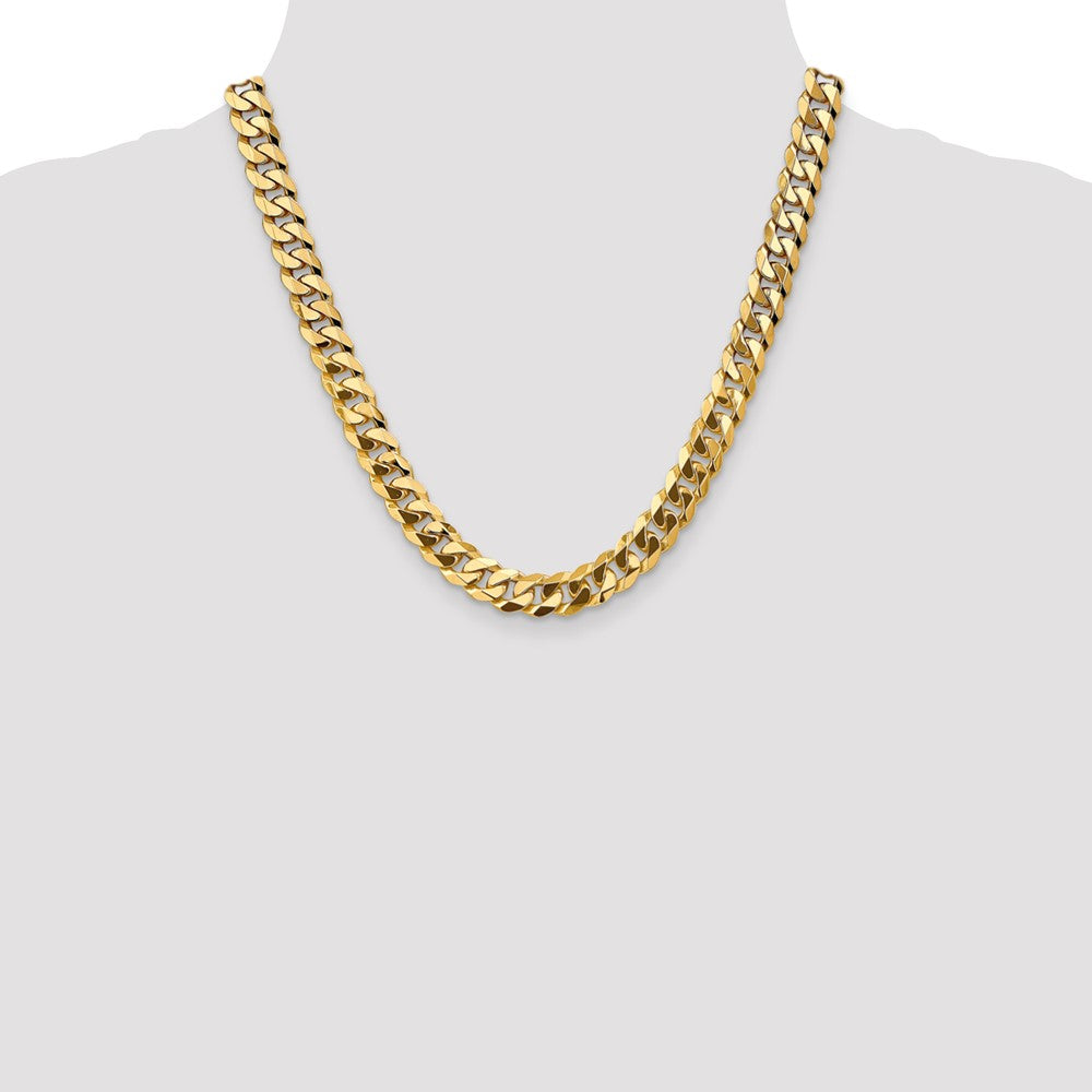 20 Inch 14K 9.5mm Flat Beveled Curb Chain Necklace