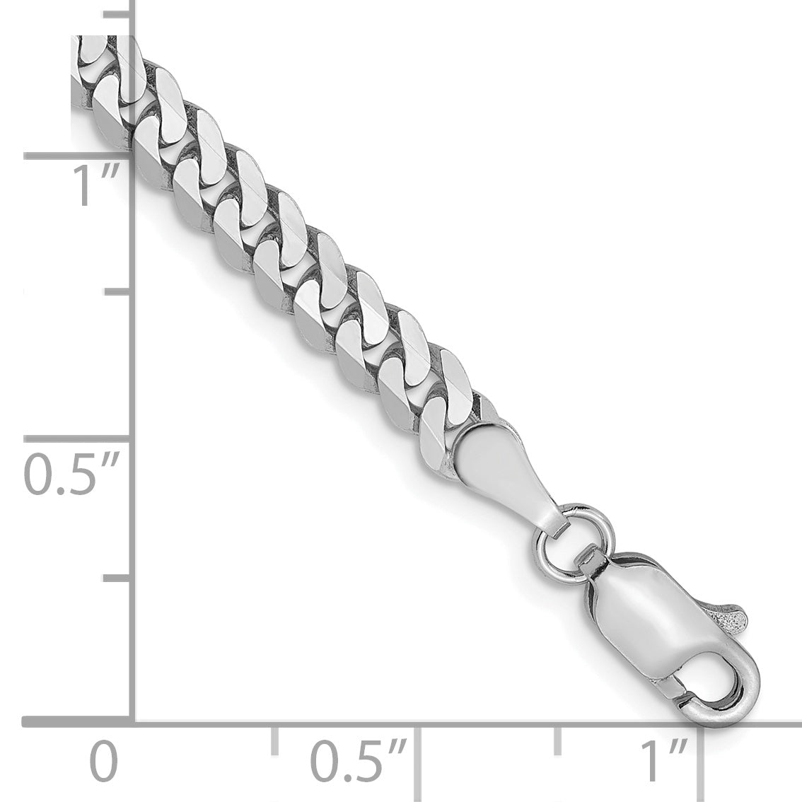 7 Inch 14K White Gold 3.9mm Flat Beveled Curb Chain Bracelet