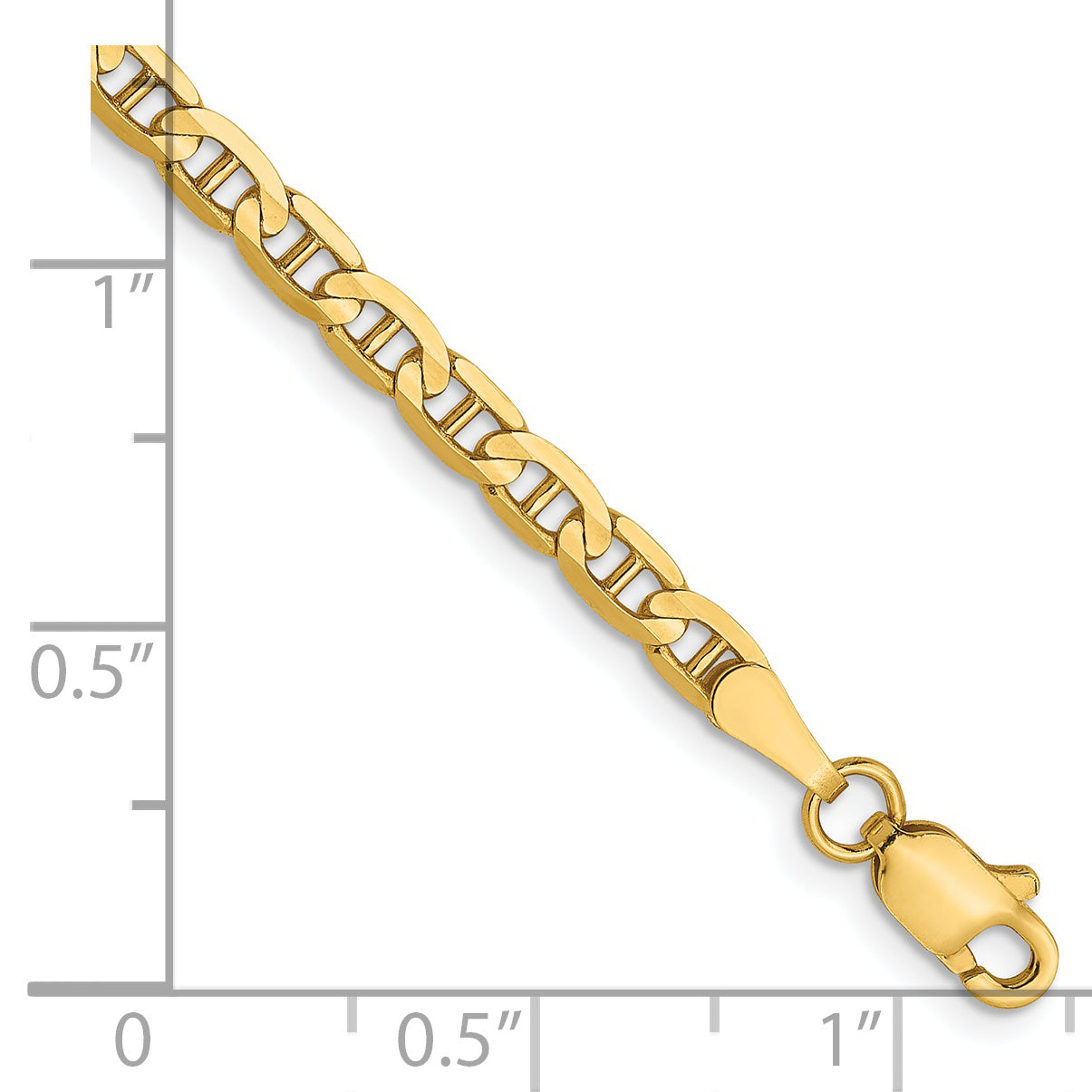 8 Inch 14K 3mm Concave Anchor Chain Bracelet