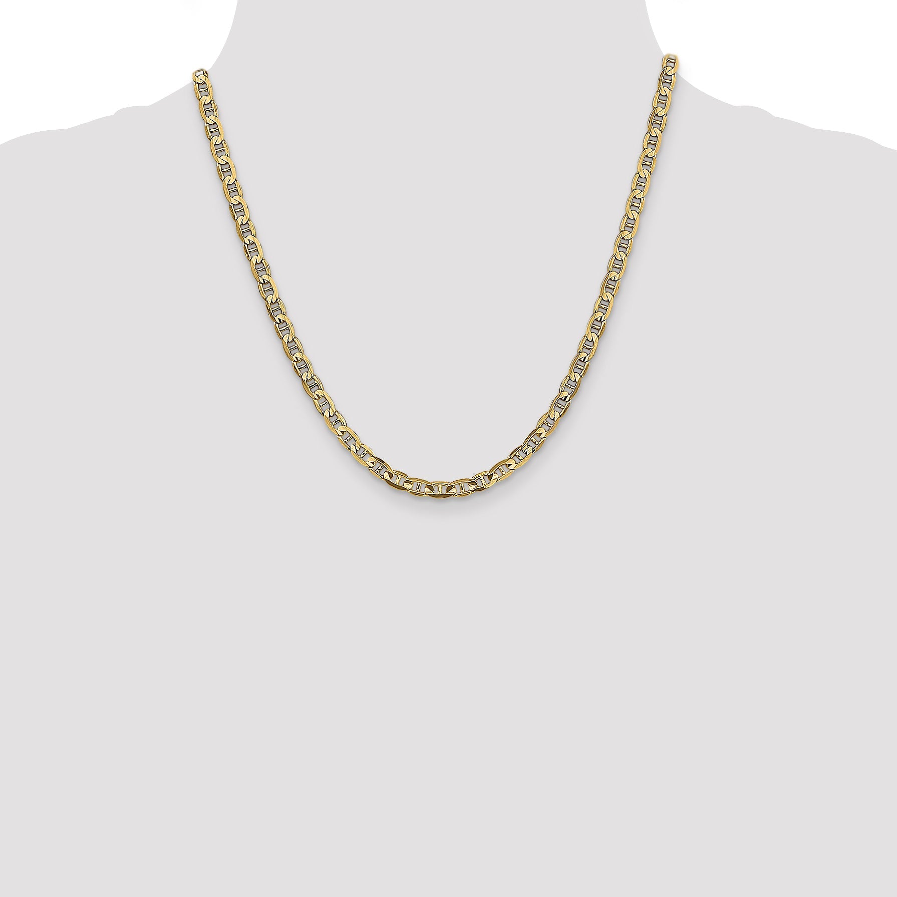 20 Inch 14K 4.5mm Concave Anchor Chain Necklace