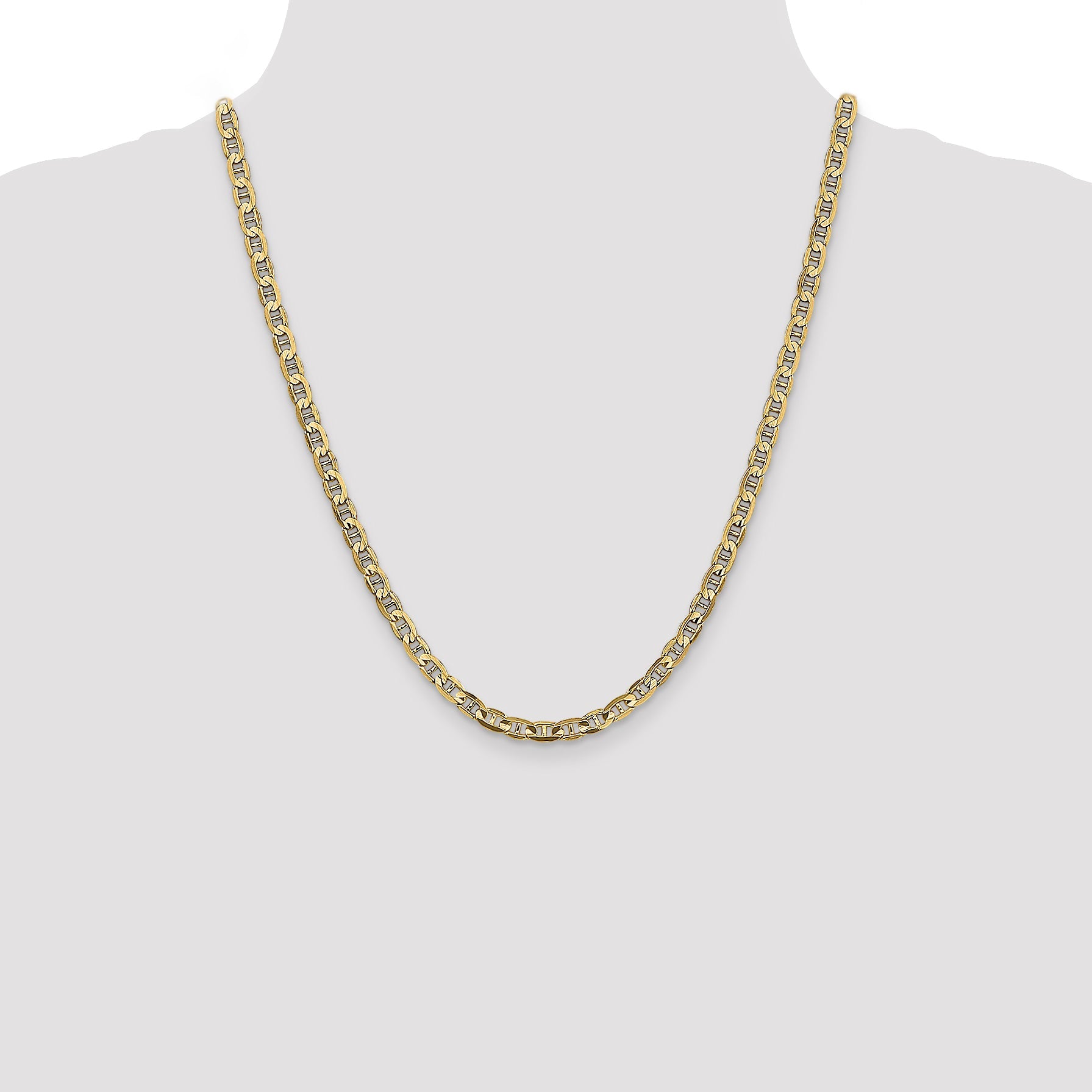 22 Inch 14K 4.5mm Concave Anchor Chain Necklace