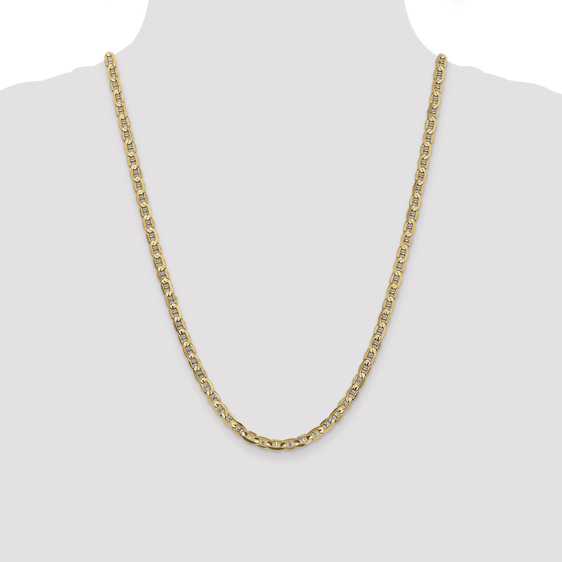 24 Inch 14K 4.5mm Concave Anchor Chain Necklace