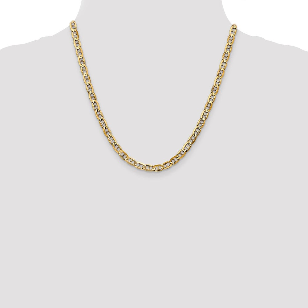 20 Inch 14K 5.25mm Concave Anchor Chain Necklace