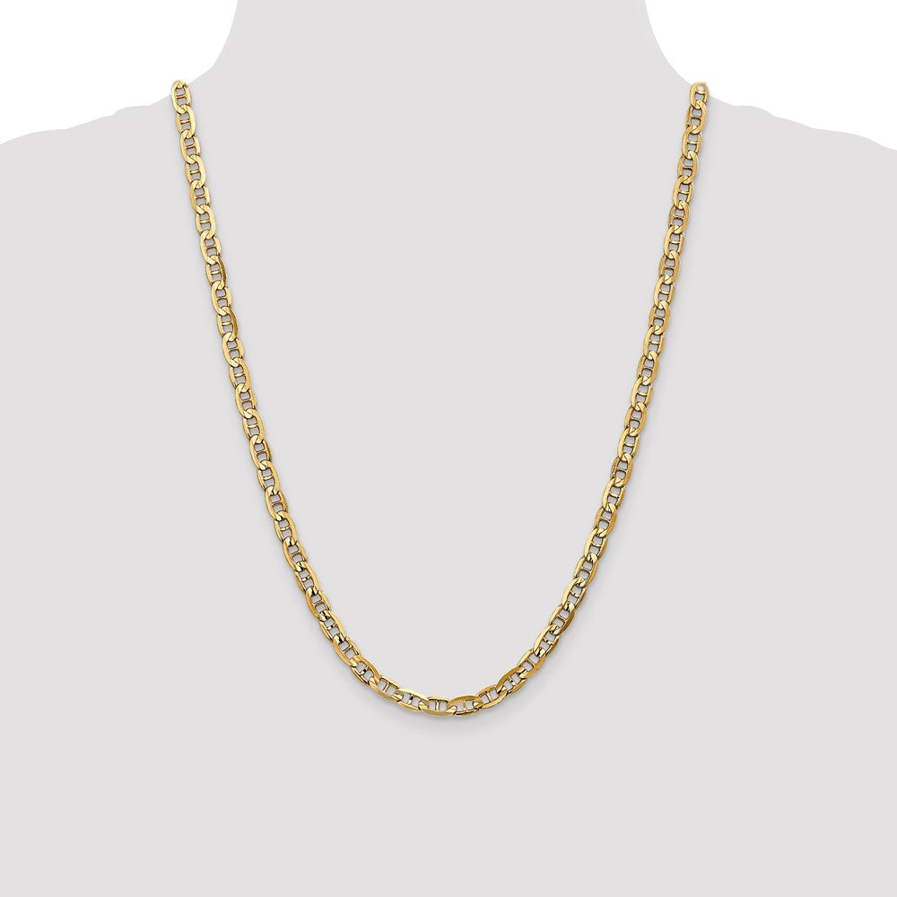 24 Inch 14K 5.25mm Concave Anchor Chain Necklace