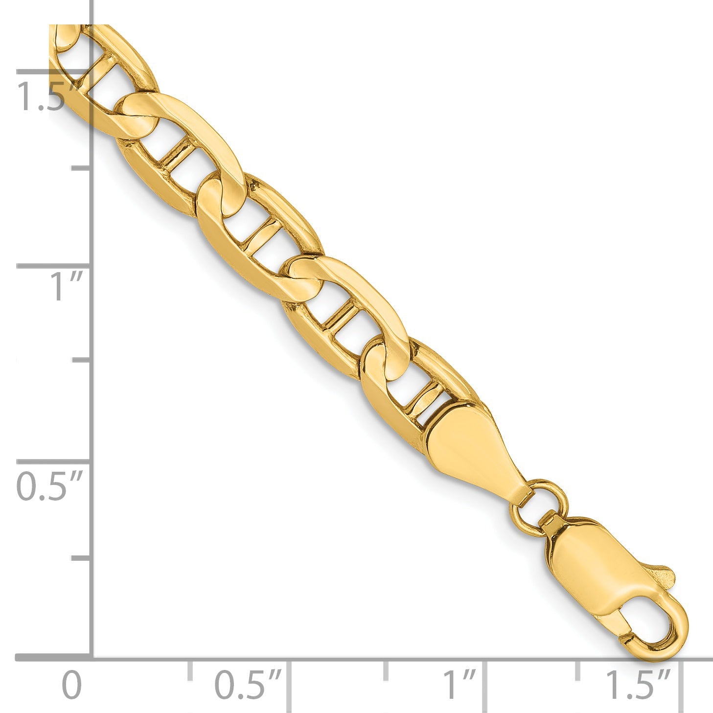 8 Inch 14K 5.25mm Concave Anchor Chain Bracelet