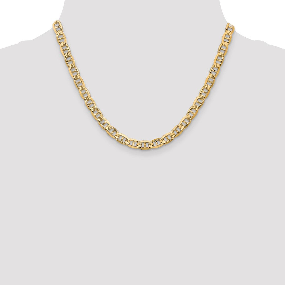18 Inch 14K 6.25mm Concave Anchor Chain Necklace