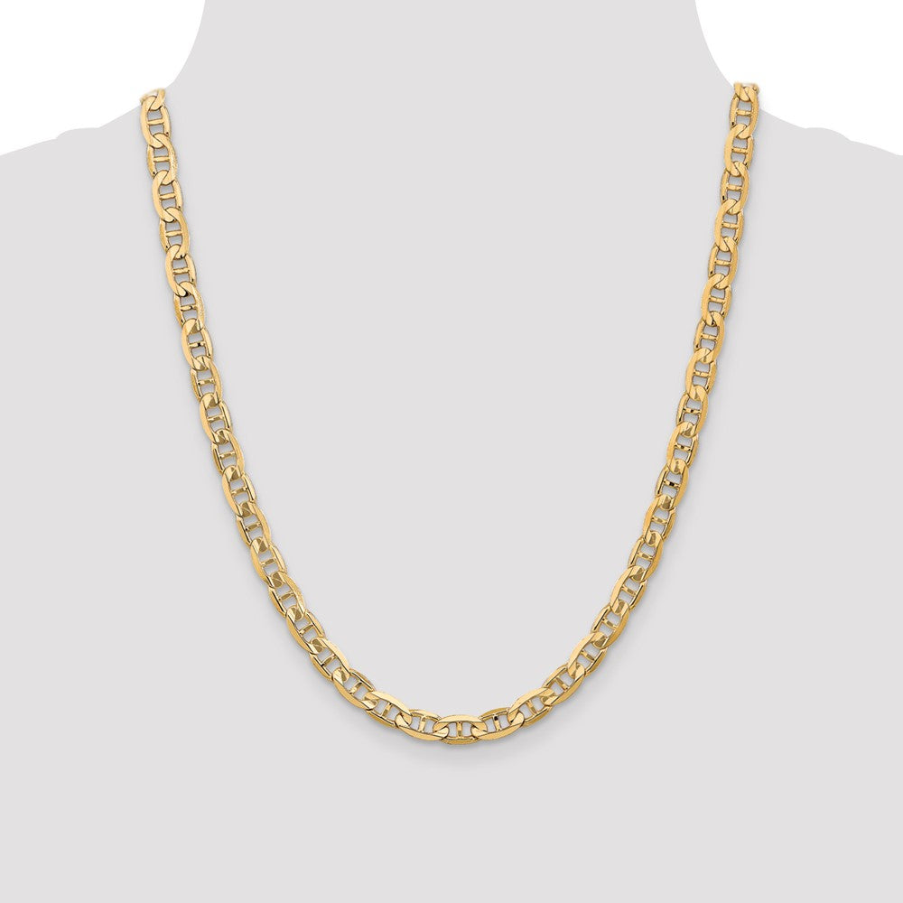 22 Inch 14K 6.25mm Concave Anchor Chain Necklace