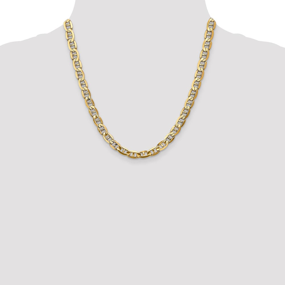 20 Inch 14K 7mm Concave Anchor Chain Necklace