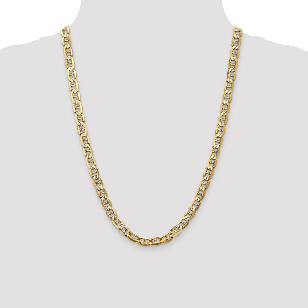 24 Inch 14K 7mm Concave Anchor Chain Necklace