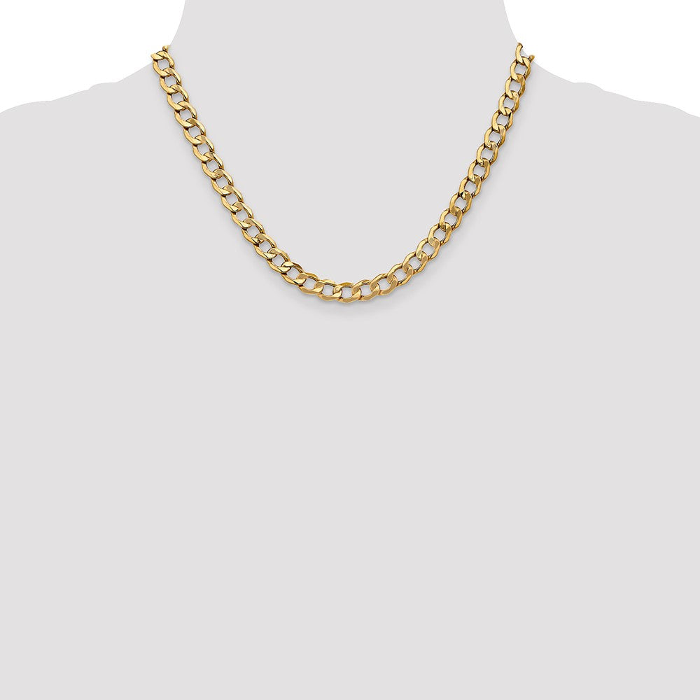 18 Inch 14K 7mm Semi-Solid Curb Link Chain Necklace