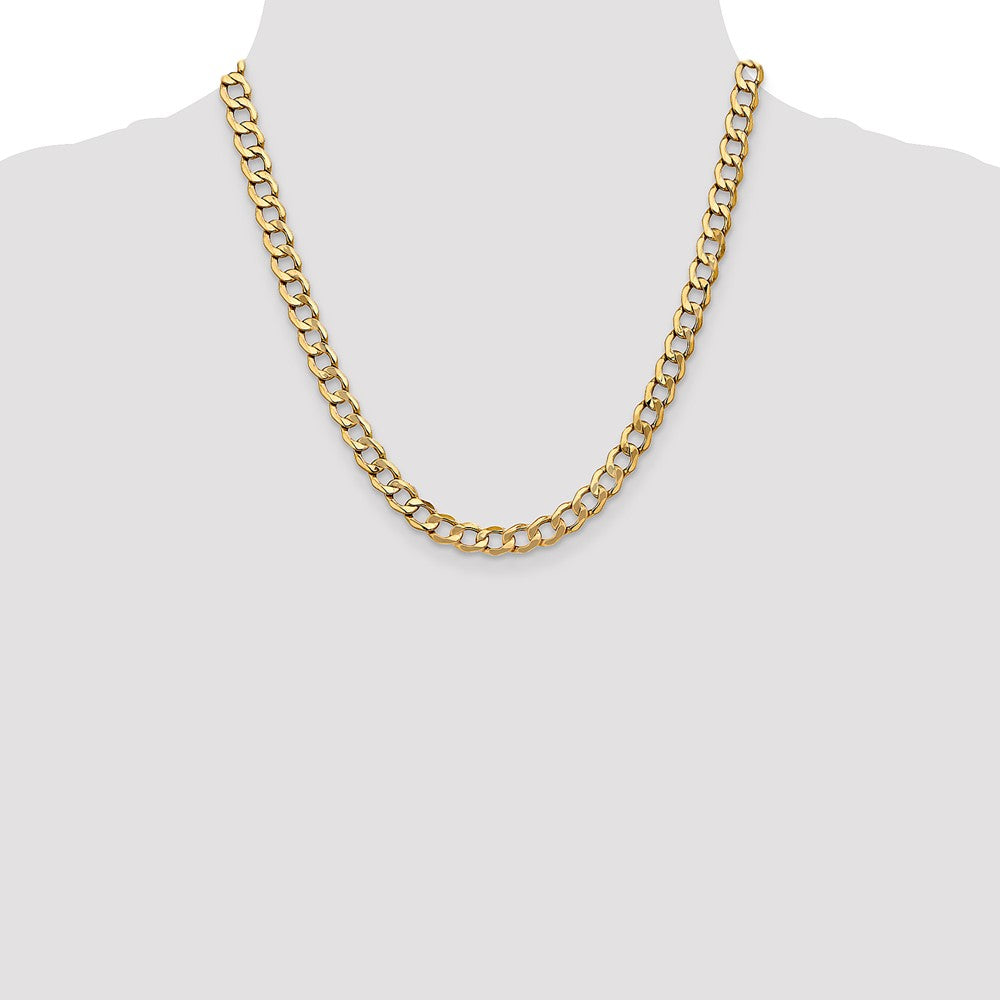 20 Inch 14K 7mm Semi-Solid Curb Link Chain Necklace