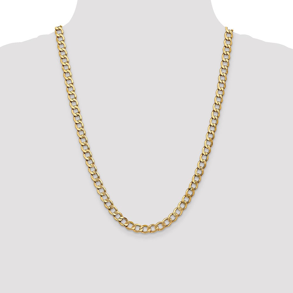 24 Inch 14K 7mm Semi-Solid Curb Link Chain Necklace